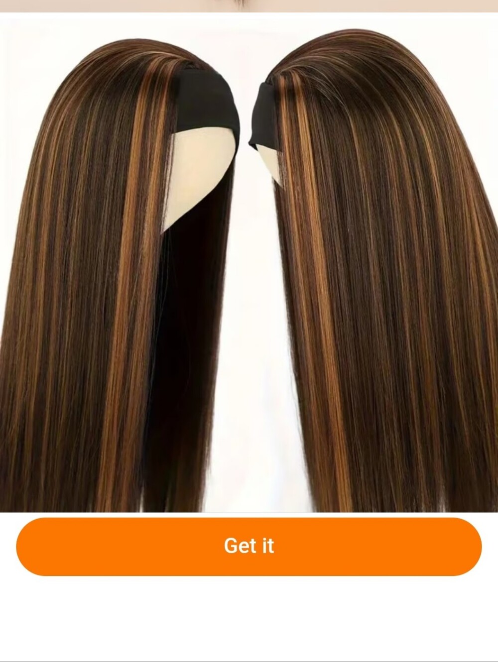 Black and Brown Mix Long Straight Headband Wig - 26 Inch - Picture 4 of 5